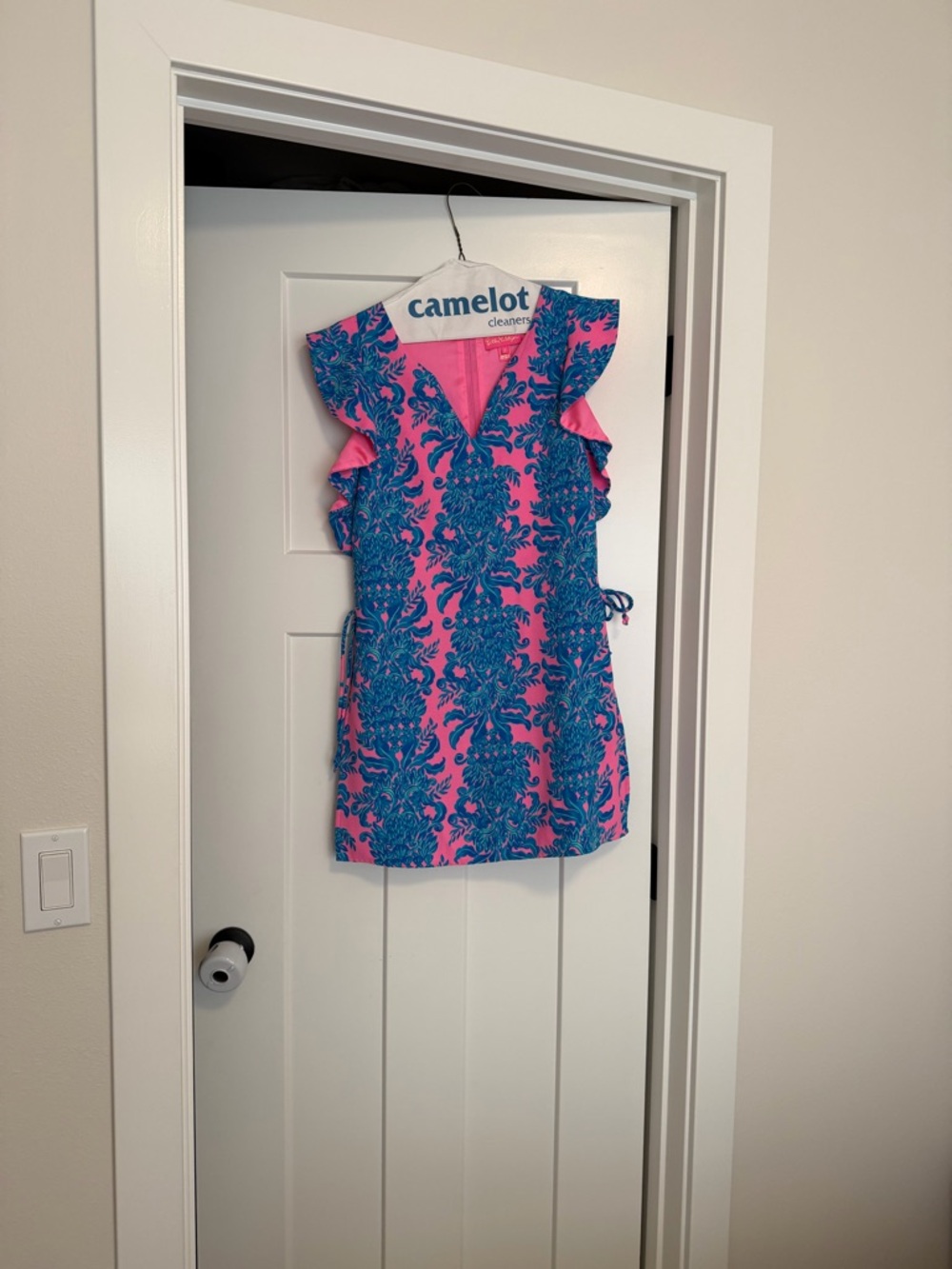 Lilly Pulitzer Pink and Blue Floral Ruffle Mini Dress